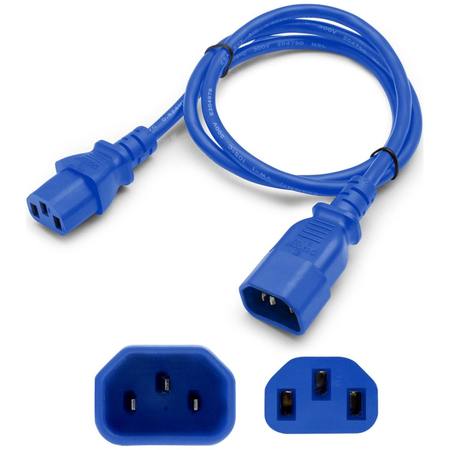 ADD-ON Addon 3Ft C13 To C14 14Awg 100-250V Blue Power Extension Cable ADD-C132C1414AWG3FTBE